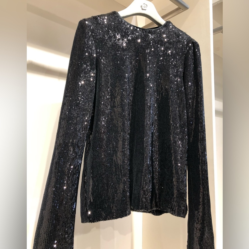 US 4 GALVAN LONDON Sequined Jersey Top NWT